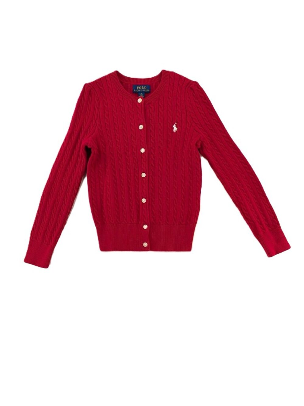 Polo Ralph Lauren Girls Cable Knit Cardigan Sweater Size 6 Red Holiday New NWT